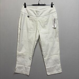 NWT Lulu-B Women Pull On Capri Crop Pants Size 10 White C117 -17